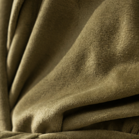 Lebowski long olive green cotton velour robe – Helena Muza